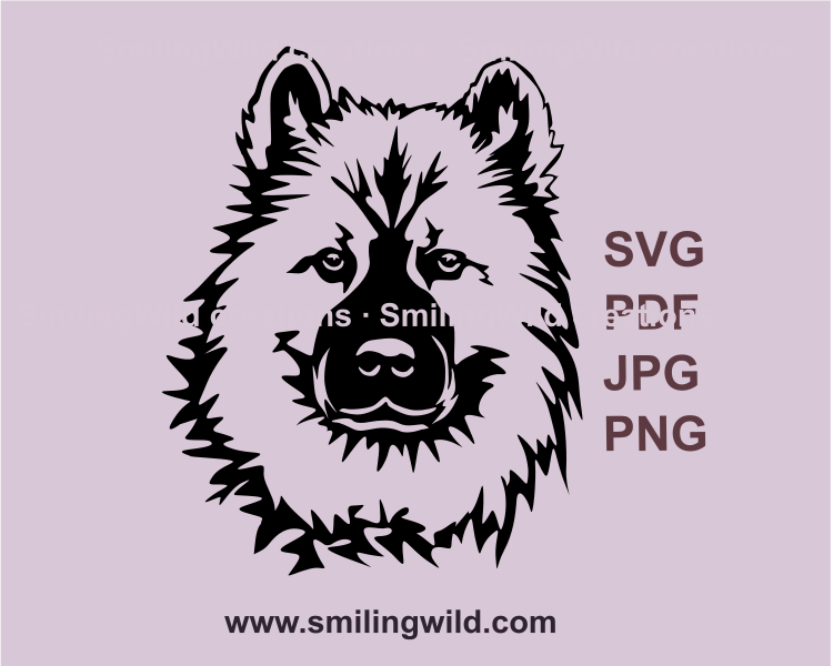 eurasier frontal protrait made in svg graphic style