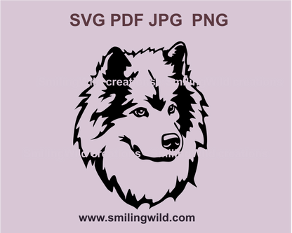 eurasier svg graphic portrait in black color with transparent backgound