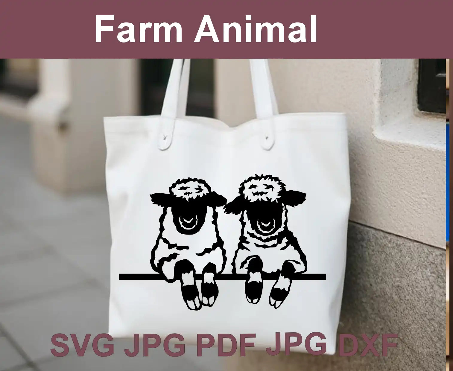 Tote bag with Vallais shepp advertising image for farm animal vector graphic file colleciton