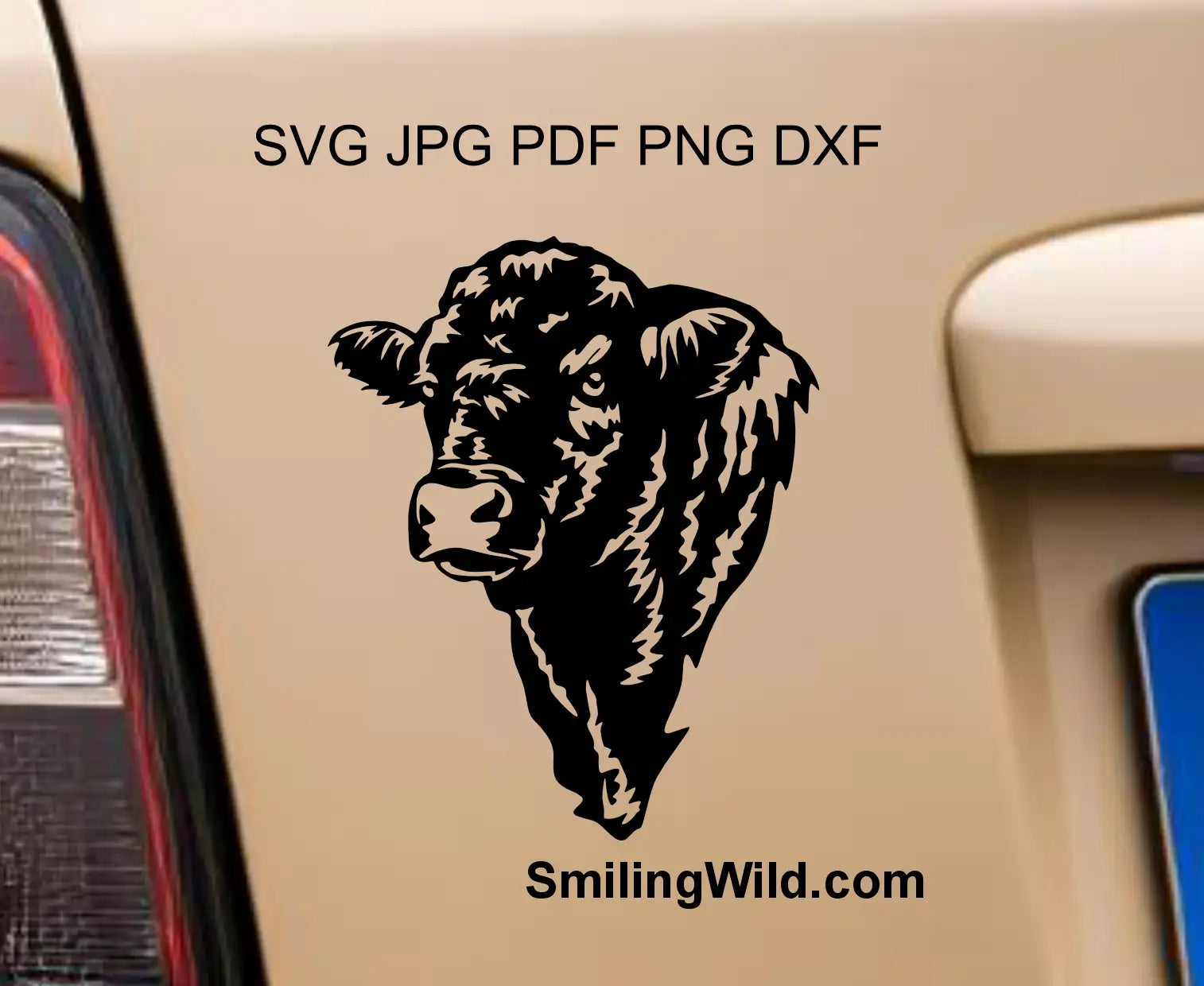 Farm animal vector grpahic art presented by black head of a galloway Bull png and dxf image