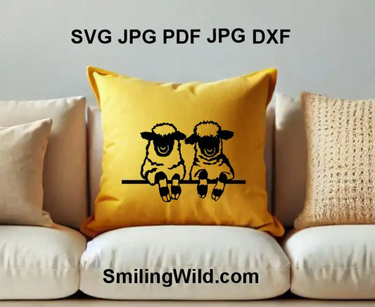 a farm anima - valais blacknose sheep svg double portrait laser cutting image