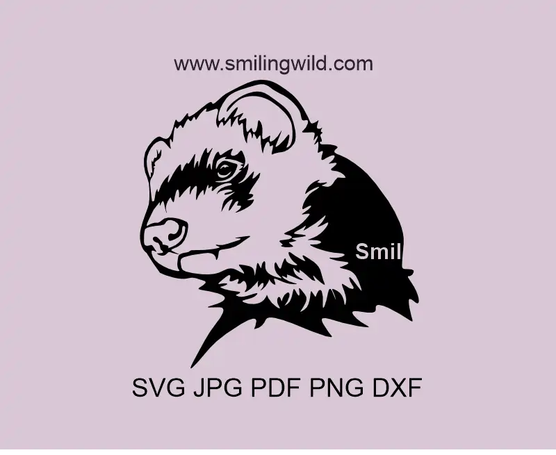 Ferret head SVG PNG DXF vector clipart for Cricut crafts and laser cutting