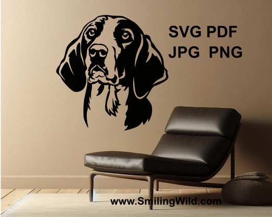finnish hound portrait in digital wall art and sticker design

