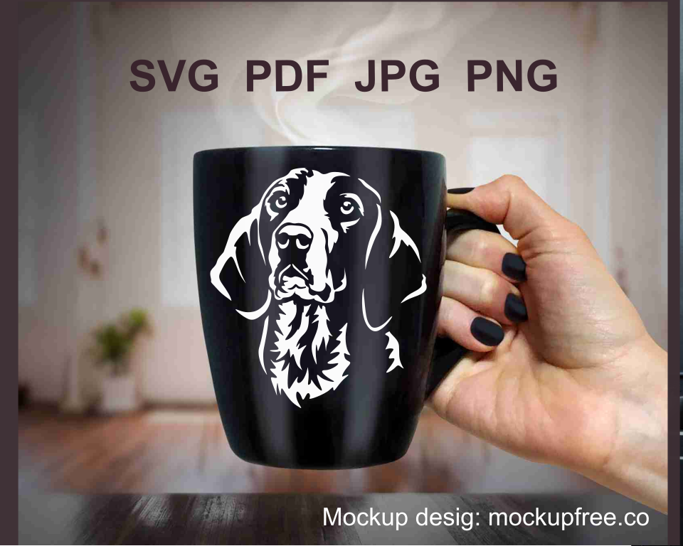 finnish hound png digital cuttable print for diy crafting in white color