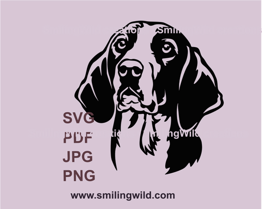 finnish hound face in svg png clip art graphic drawing