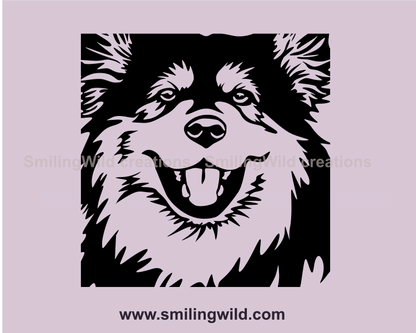 smiling finnish laphund vector portrait in close up frame