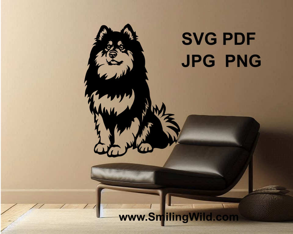 finnish lapphund cuttable clip art design applied on a wall as a sticker