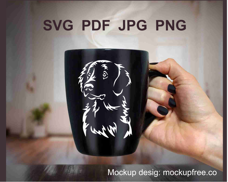 flat coated retriever clip art application on a black dish