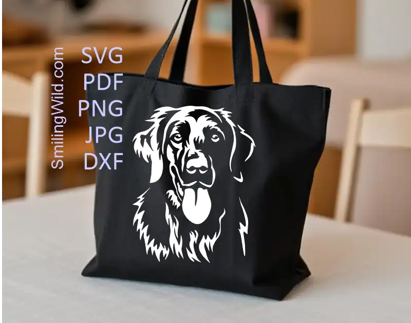 Dog breed white vector designs for decoration on dark materials as this black tote bag.