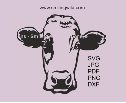 Fleckvieh cow SVG PNG DXF black cattle clipart for Cricut and laser cut crafts