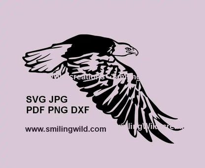 Flying Bald Eagle SVG clipart – soaring raptor silhouette for laser cutting and Cricut