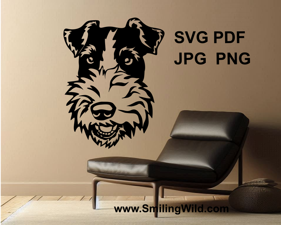 a digital wall design of a fox terrier made of a svg file