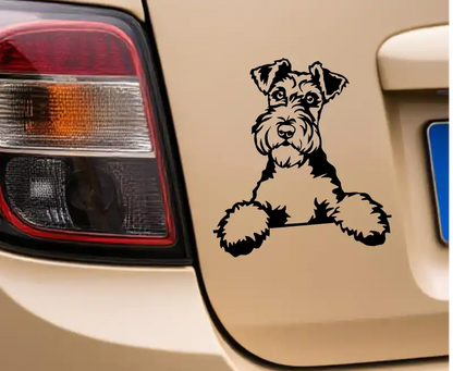 Fox Terrier Dog SVG, PNG black clipart, peeking curious pose mockup for car window decal, Cricut, laser cutting, canine decor