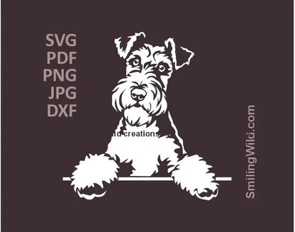 Fox Terrier Dog SVG, PNG, DXF white clipart, peeking hunting pose preview for Cricut, laser cutting, hunting dog pastoral crafts