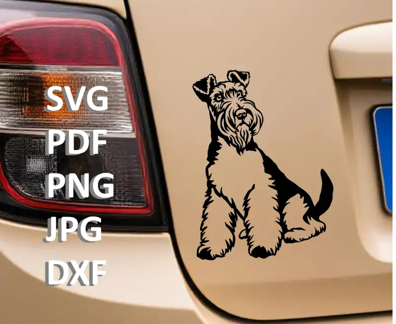 fox terrier Dog full body vinyl decal on a car made of svg, dxf and png digital vector graphic clipart