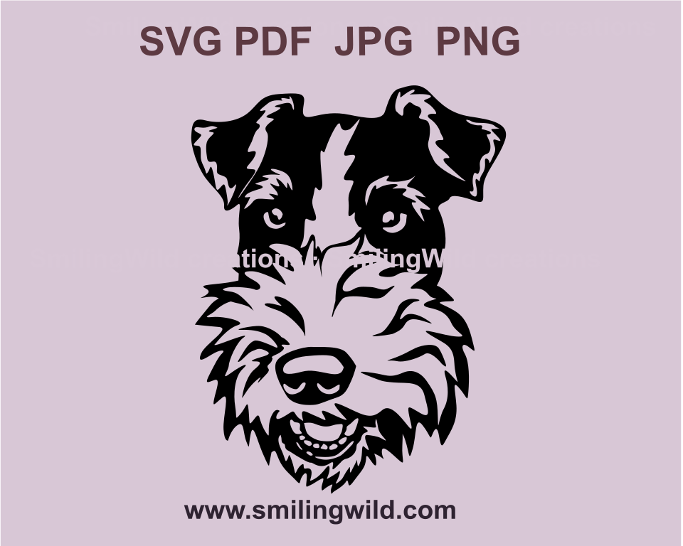 fox terrier face made in a svg clip art design with transparent parts