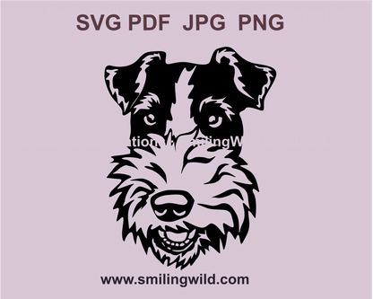 fox terrier face made in a svg clip art design with transparent parts