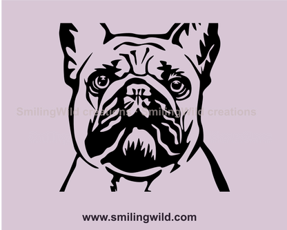 French bulldog face close up in a cuttable vector drawing