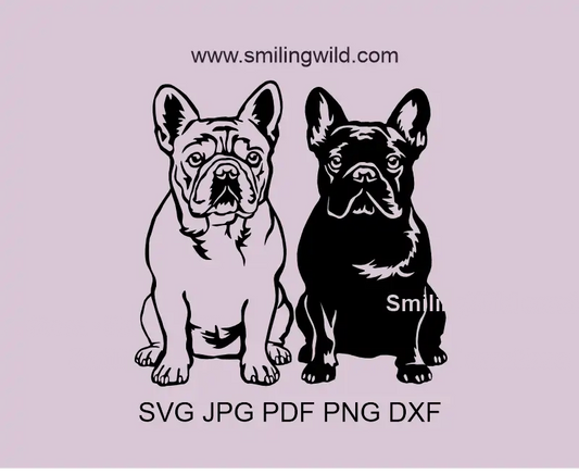 French Bulldog Pair SVG PNG DXF vector files. Matching Dog Vector Files design optimized for Cricut cutting.