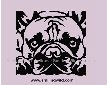 french bulldog clip art black line design