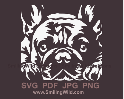 french bulldog vector graphic in white color