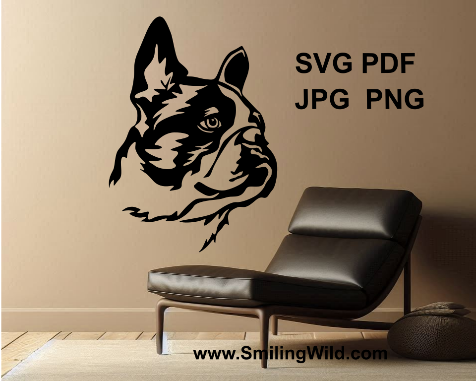 french bulldog vector cuttable art illustration used as a wall sticker