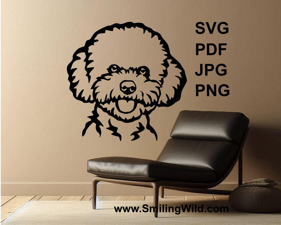 frise bichon cuttable clip art apllied as a sticker on a wall