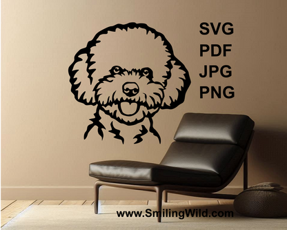 frise bichon cuttable clip art apllied as a sticker on a wall