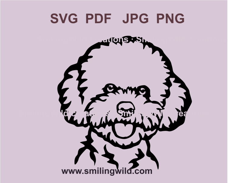 frise bichon face svg clip art design in style of digital graphic art