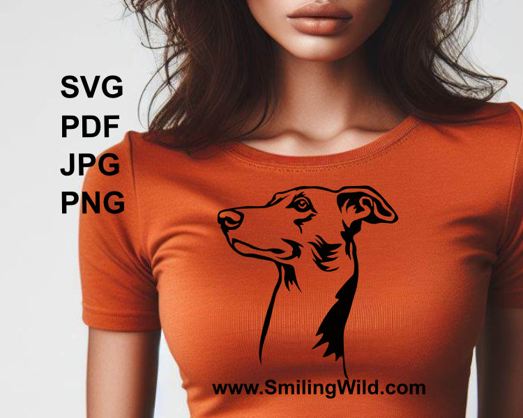 galgo digital clip art sample image as black color t shirt application