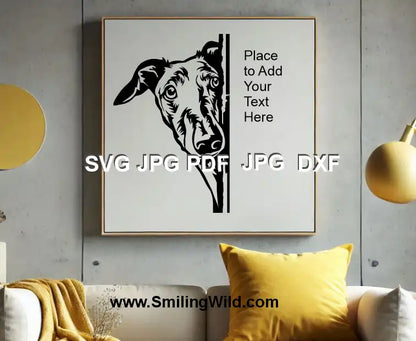 Border Collie SVG, PNG &amp; DXF – Hund späht um die Ecke Clipart – Schwarz-Weiß-Vektor-Design