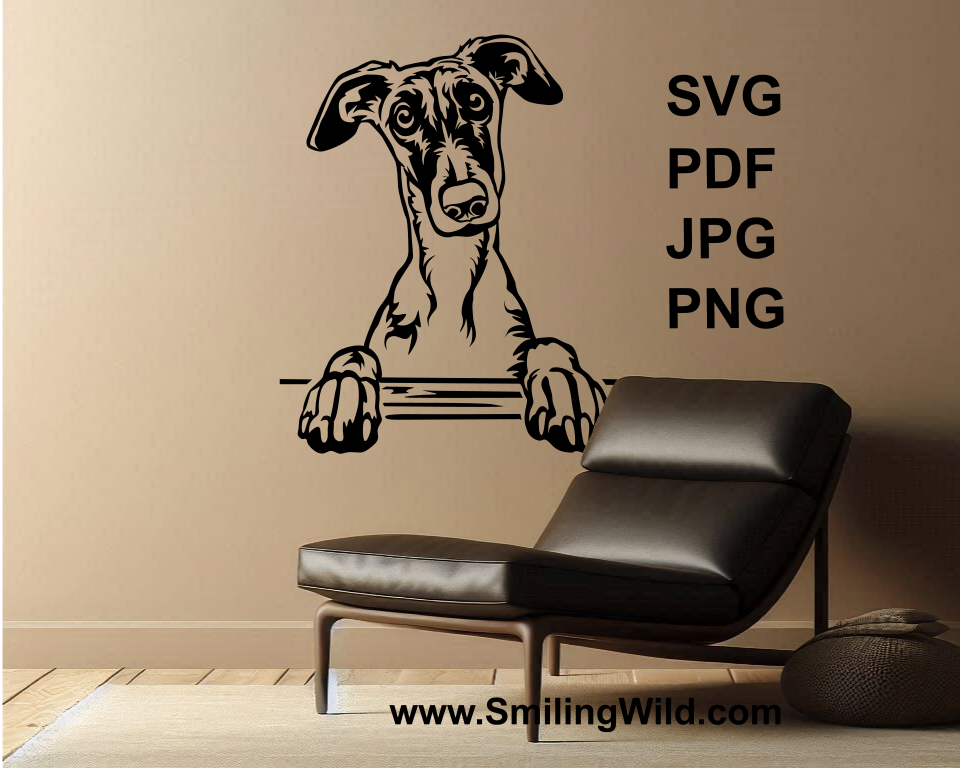 A scenthound galgo svg portrait printed in a way of dog wall design