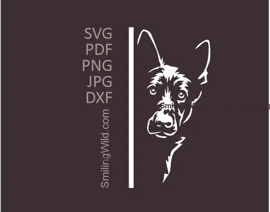 German Shepherd dog cut file SVG PNG DXF vector graphic design for dark material crafts - part of Black & white dog collection