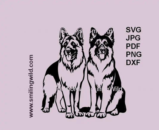 German Shepherd pair SVG file for Cricut and vinyl cutting