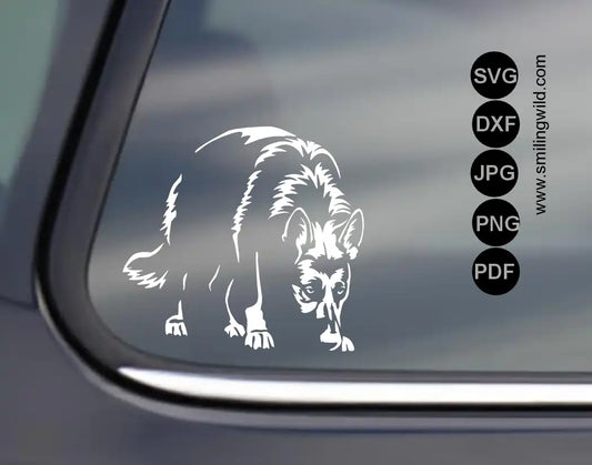 German Shepherd scent tracking png and dxf cut file and digital download for precision cutting in white color.