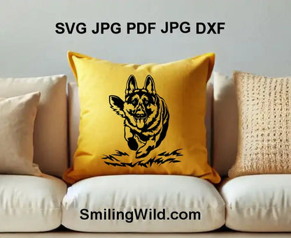 PNG, svg, dxf clipart of German Shepherd in motion for dog-themed DIY crafts and decals