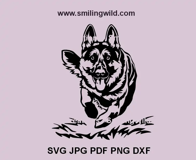 German Shepherd SVG file of a realistic running dog for Cricut and vinyl cutting projects