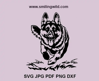 German Shepherd SVG file of a realistic running dog for Cricut and vinyl cutting projects