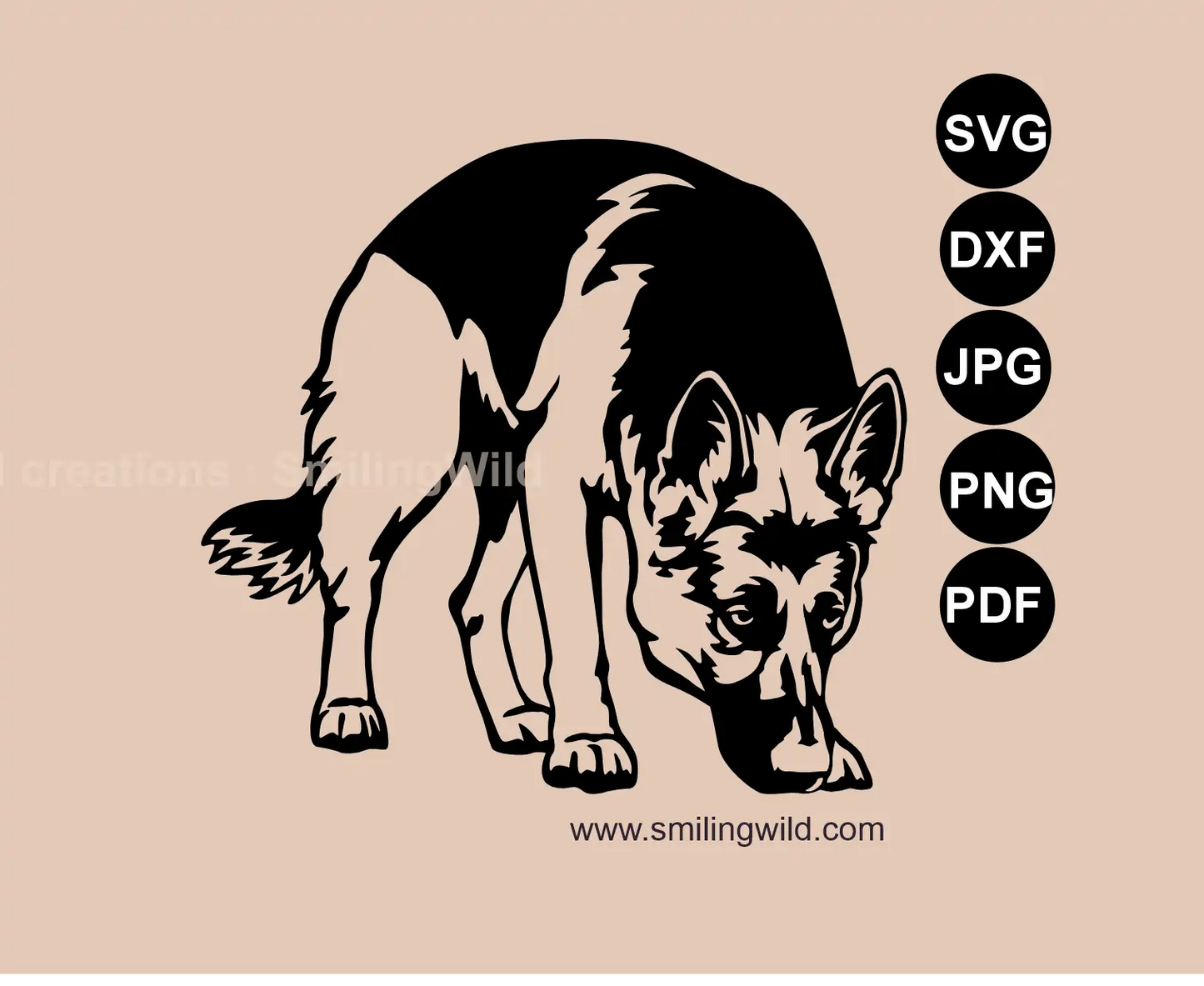 German Shepherd Sniffing Clipart showing a scent tracking police dog in a professional vector art style