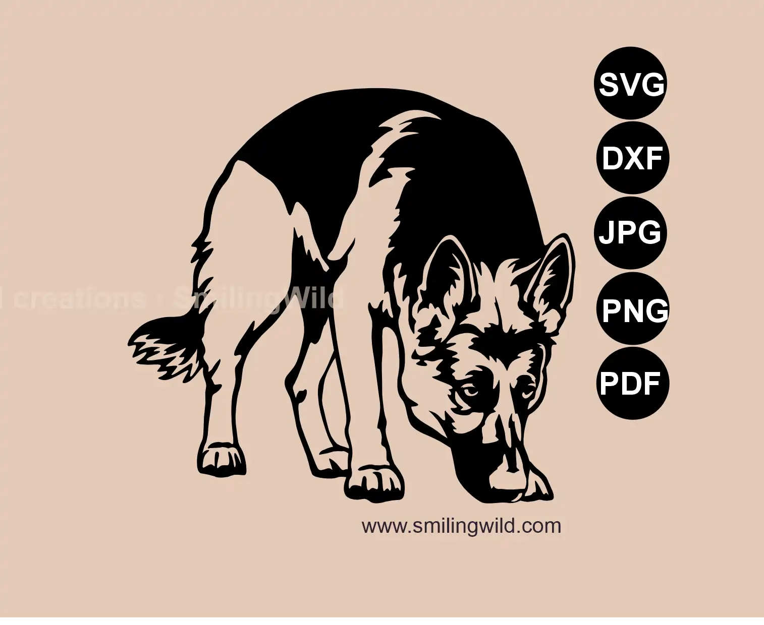 German Shepherd Sniffing Clipart showing a scent tracking police dog in a professional vector art style