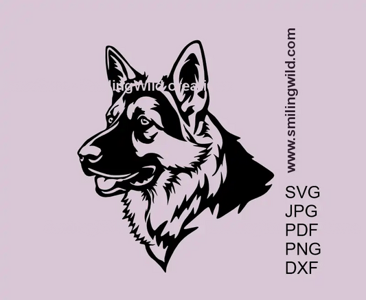 German Shepherd SVG, png, DXF clipart illustration for dog head profile for Cricut and vector cut file use