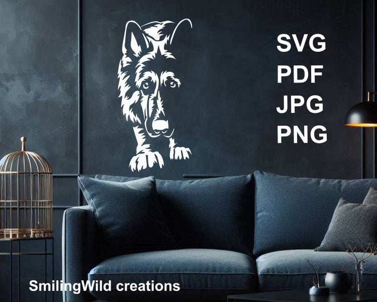 german shepherd white wall application made of a white vector image