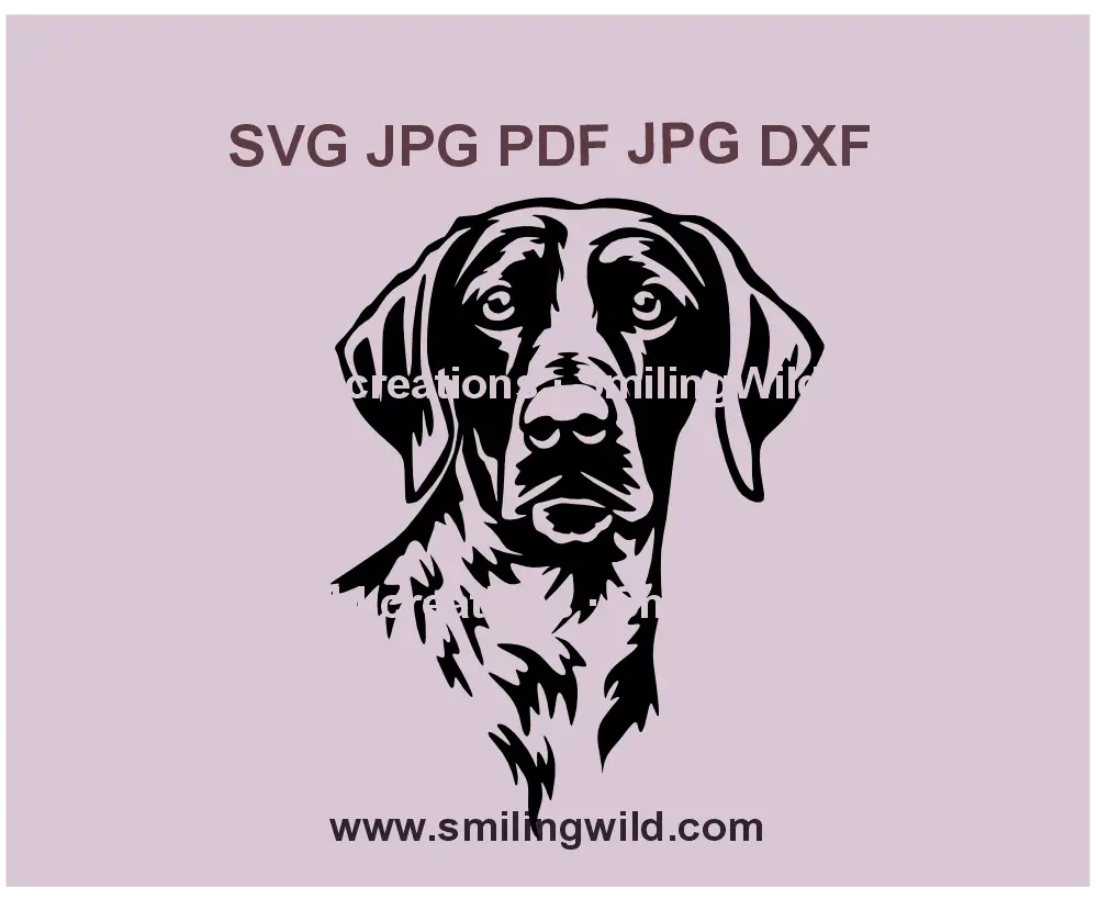German Shorthaired Pointer SVG, png and dxf clipart – Realistic black hunting dog vector for Cricut and engraving