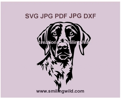 German Shorthaired Pointer SVG, png and dxf clipart – Realistic black hunting dog vector for Cricut and engraving