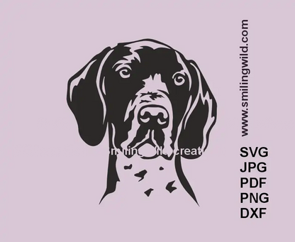 Full body German Shorthaired Pointer head SVG, png and dxf vector file – detailed dog graphic for Cricut and laser machines