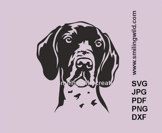 Full body German Shorthaired Pointer head SVG, png and dxf vector file – detailed dog graphic for Cricut and laser machines