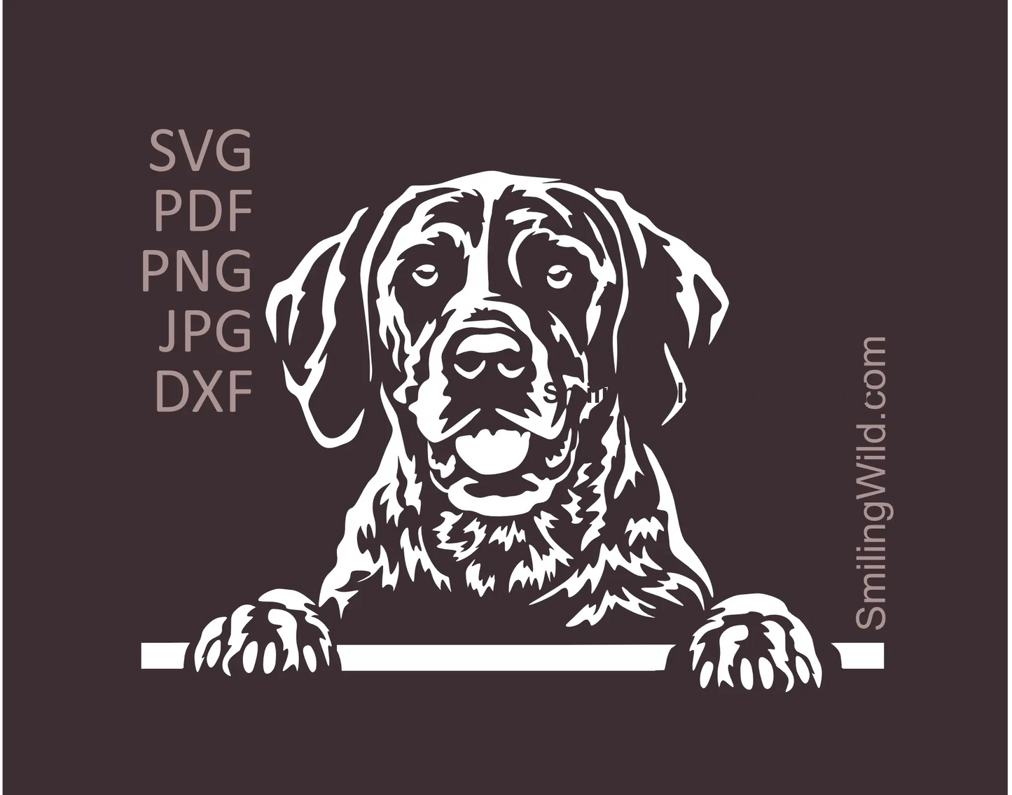 Peking German Shorthaired Pointer White SVG vector graphic design preview of a hunting dog for dark backgrounds