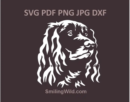 German Spaniel SVG head portrait for laser cutting and engraving