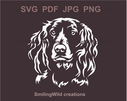 german spaniel white svg design for diy