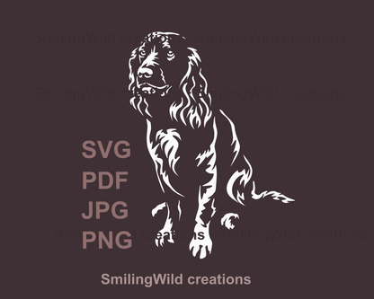 sitting german spaniel svg vector graphic white design